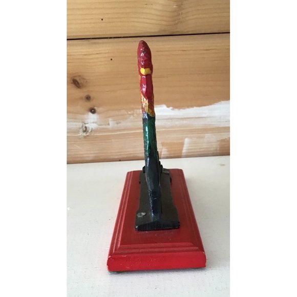 Vintage Early Pollychrome Origin Painted Iron & Wood Roster Nut Cracker - Picture 2 of 5